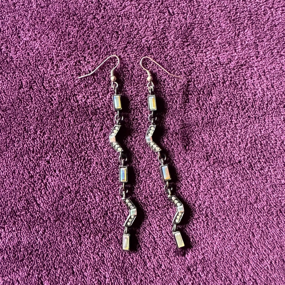Elegant Long Black and Silver Dangle Earrings